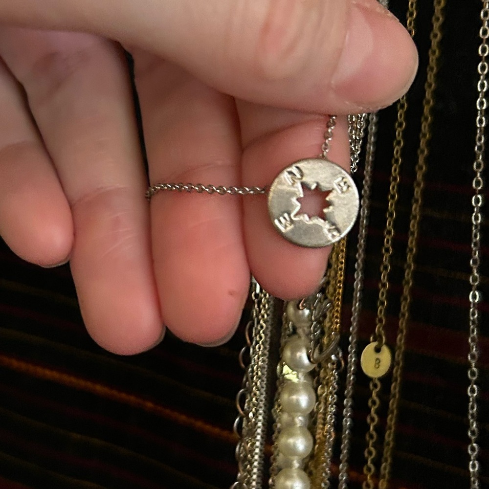 Silver Compass Pendant Necklace - Picture 11 of 11